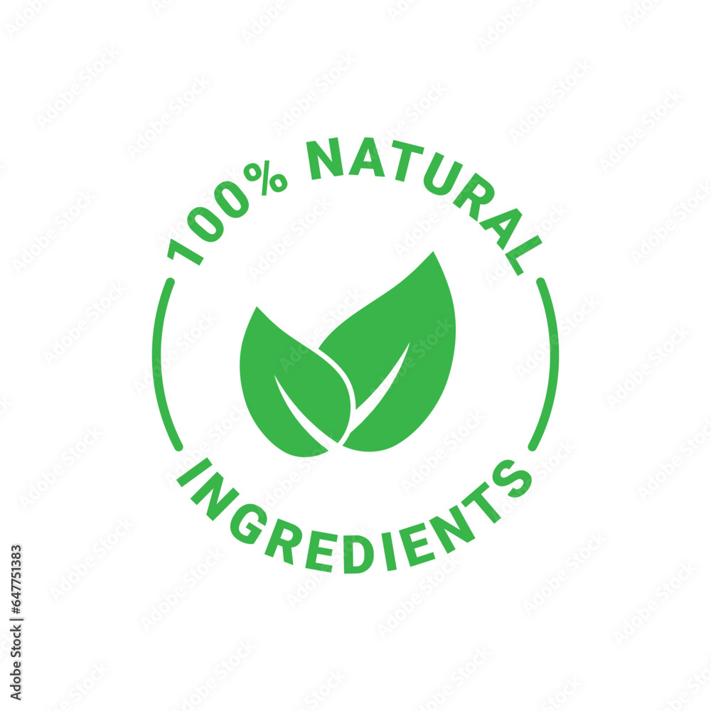 100 percent natural ingredients vector label 100 percent natural ingredients vector label