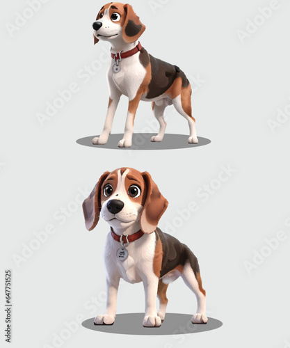 Beagle Dog 3D Animation Vector Design