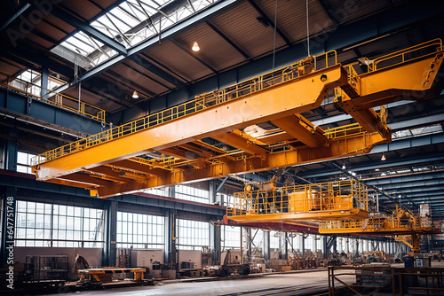 Overhead crane or bridge crane include hoist lifting for transportation in factory or warehouse photo