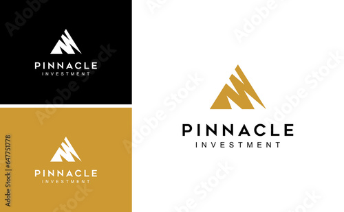 Pinnacle Mountain Investment Marketing Statistics Arrow business financial logo design 
