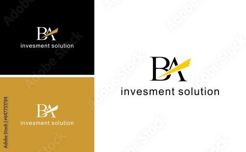 Initial BA Logo With Investment Solution Vector Design Template photo