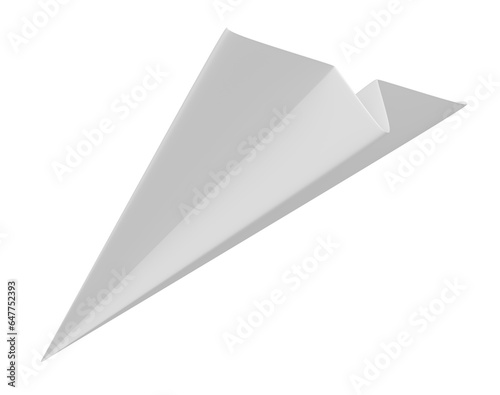 Paper plane in on transparent background in 3d rendering
