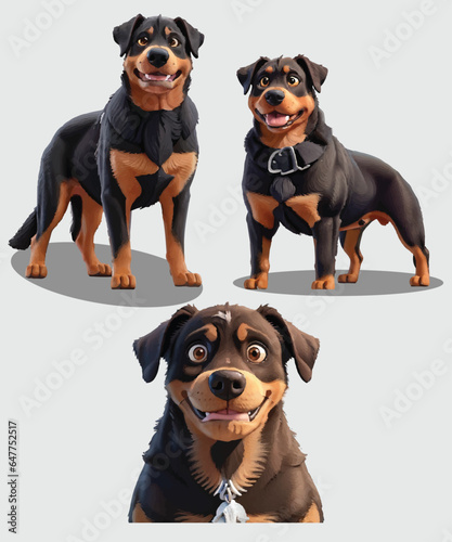 Rottweiler Dog 3D Animation Vector Design