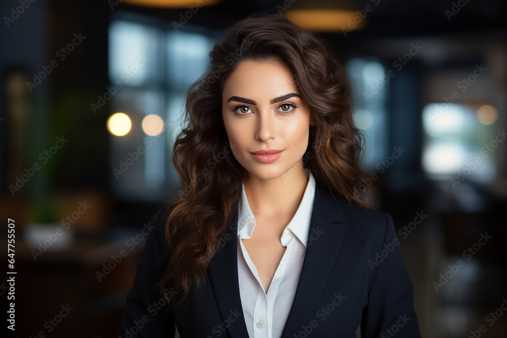 Generative AI portrait of gorgeous office worker young woman chief occupation
