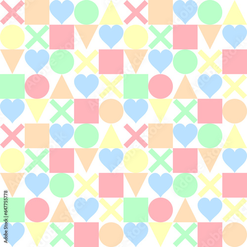 Seamless simple shapes pastel color pattern background textile design for wallpaper, texture, printing, clothing. Vector.