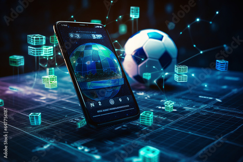 Generative Ai picture of sports online betting concept image mobile phone app earn win money