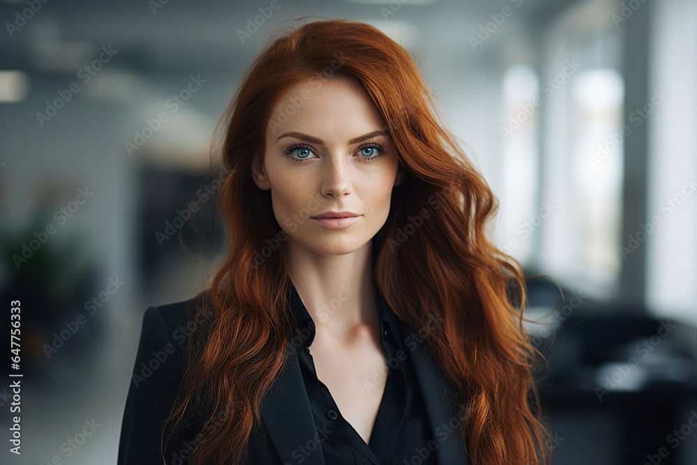 Generative AI photography of charming confident person worker lady chief female leader posing looking at camera indoor office room Generative AI photography of charming confident person worker lady chief female leader posing looking at camera indoor office room