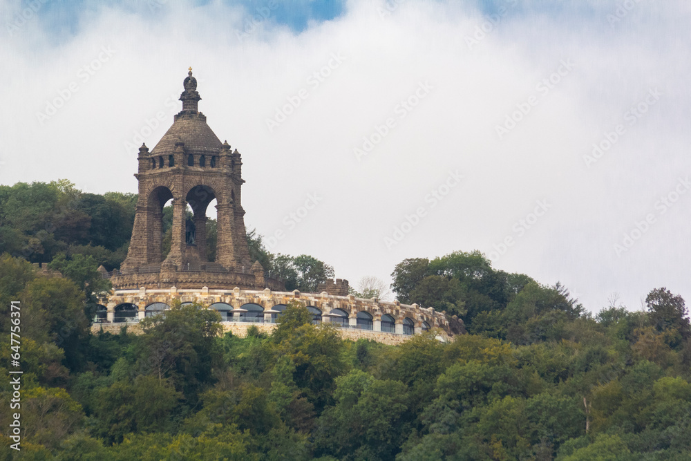 The Emperor William Monument an important landmark and national monument near the town of Porta Westfalica, North Rhine-Westphalia, Germany. High quality photo The Emperor William Monument an important landmark and national monument near the town of Porta Westfalica, North Rhine-Westphalia, Germany. High quality photo