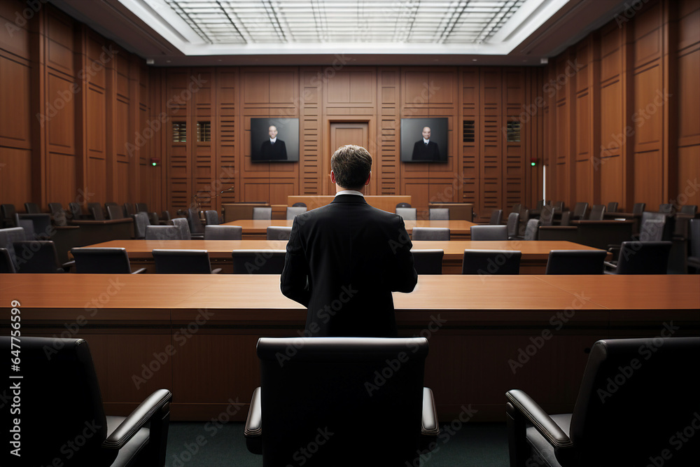 Woman man person judge in courtroom Generative AI picture modern technology