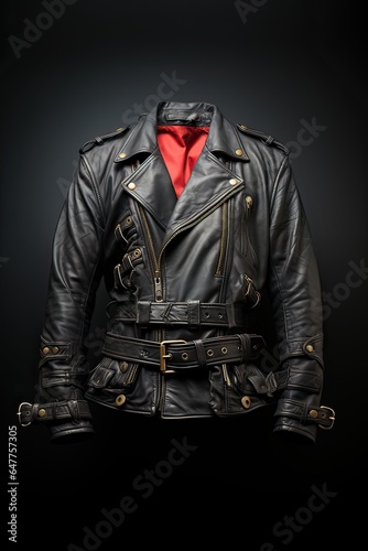 black leather jacket isolated on black