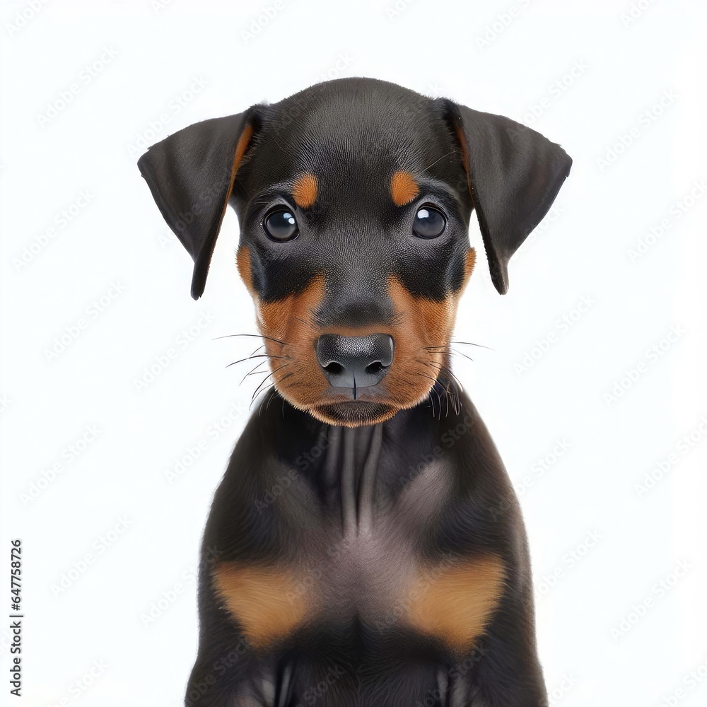 Adorable Doberman Pup Portrait, Generative AI