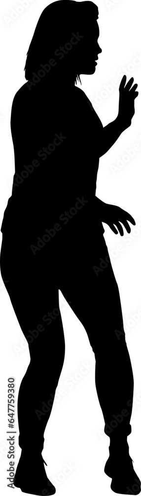Silhouette of a dancing girl on a white background