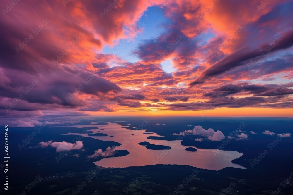 A breathtaking sunset captured from the window of an airplane A breathtaking sunset captured from the window of an airplane