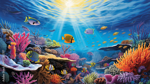 Illustration of the Great Barrier Reef, Australia