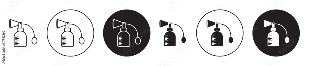 Breast pump icon set. mom breast milk pump vector symbol in black filled and outlined style.