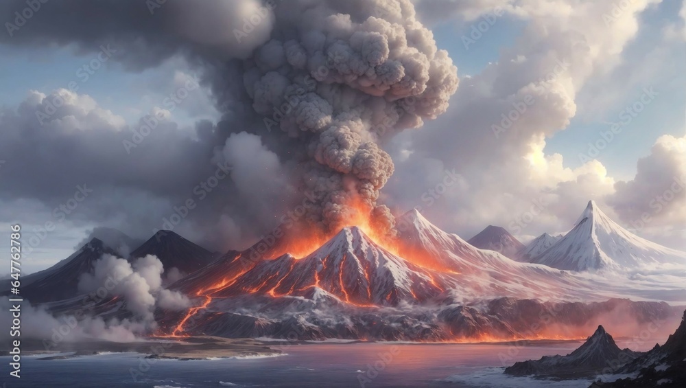 Nature's Wrath: Enormous Volcano Spews Ash and Smoke. Generative ai