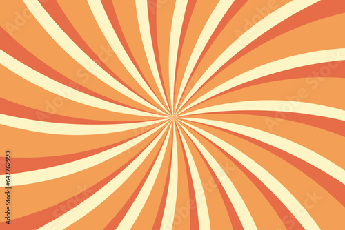 Retro background with curved rays or stripes in the center. Rotating spiral stripes. Sunburst or solar burst retro background. Vector illustration