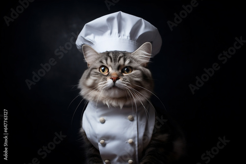 Portrait of cute cat chef wearing chef suit
