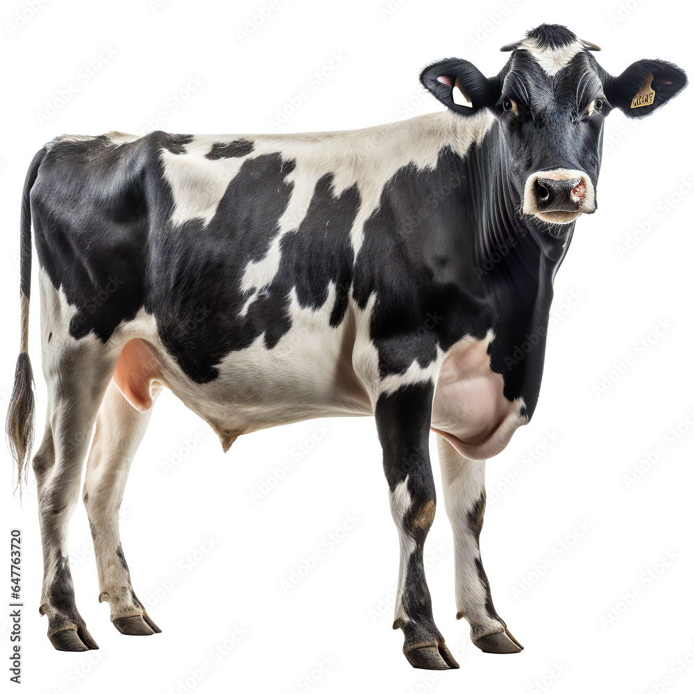 Black and white cow isolated on transparent Black and white cow isolated on transparent