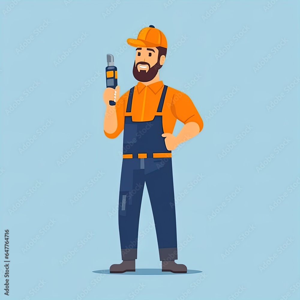 Construction worker. Flat illustration. Build Construction worker. Flat illustration. Build