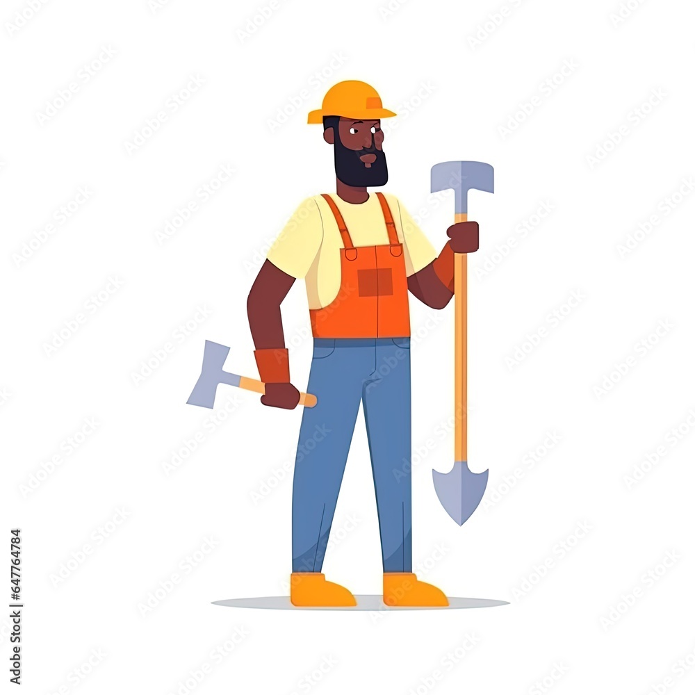 Construction worker. Flat illustration. Build Construction worker. Flat illustration. Build