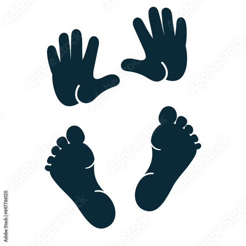 Silhouettes of palms and feet.