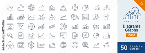 Diagrams icons Pixel perfect. Finance, business, solution, ....