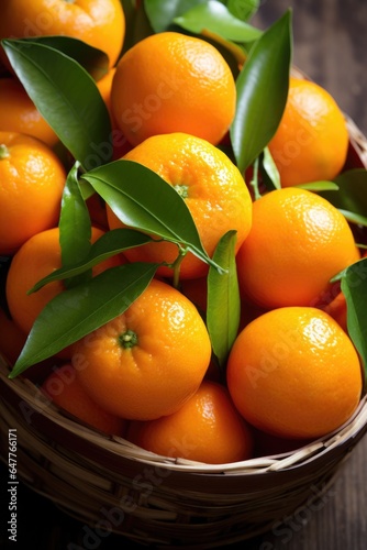 Fresh tangerines hanging on branch, AI Generated