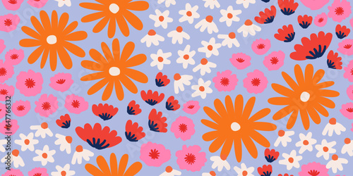 Exotic hand drawn flowers, seamless patterns with floral for fabric, textiles, clothing, wrapping paper, cover, banner, home decor, abstract backgrounds.