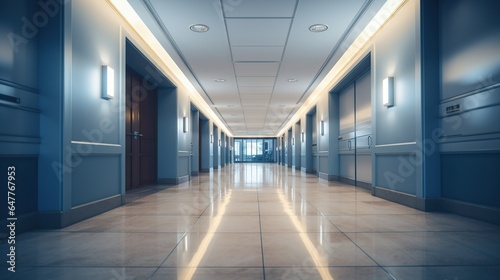 abstract blurred bank corridor for background. AI generated image