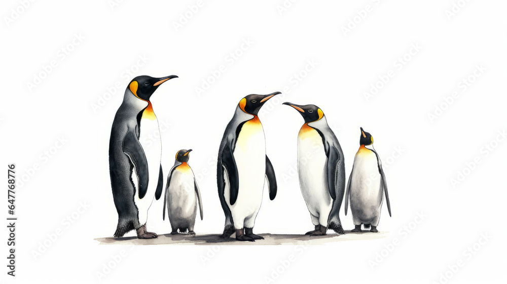 Fototapeta premium King penguins. isolated on white background