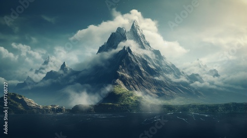 a mountain peak surrounded by a sea of mist.  © Jigxa