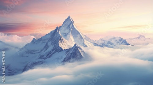 a mountain peak towering above a sea of clouds.  © Jigxa