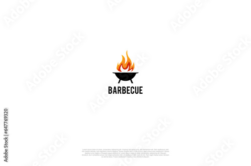 grilled barbecue, bbq vector, steak house, fire grill food and retaurant icon, Vector logo design concept © revs creative