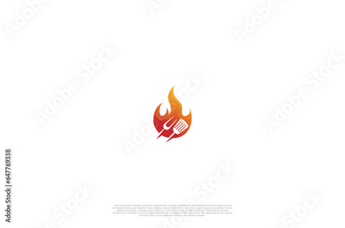 grilled barbecue, bbq vector, steak house, fire grill food and retaurant icon, Vector logo design concept