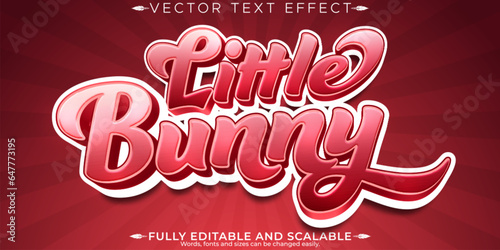 Little bunny red text effect  editable cartoon and kids text style