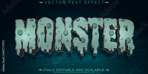Monster text effect, editable horror and scary text style