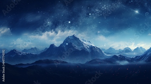 a mountain range beneath a canopy of stars on a clear night.  © Jigxa