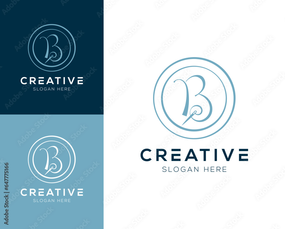 Combination of initial letter B with needle and thread logo design vector illustration Combination of initial letter B with needle and thread logo design vector illustration