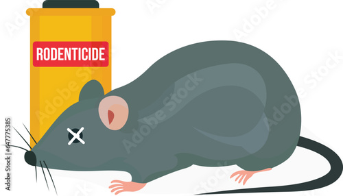 Rodenticide flat style vector illustration, rats, mice, and other rodent pests control substance, rat with rodenticide stock vector image