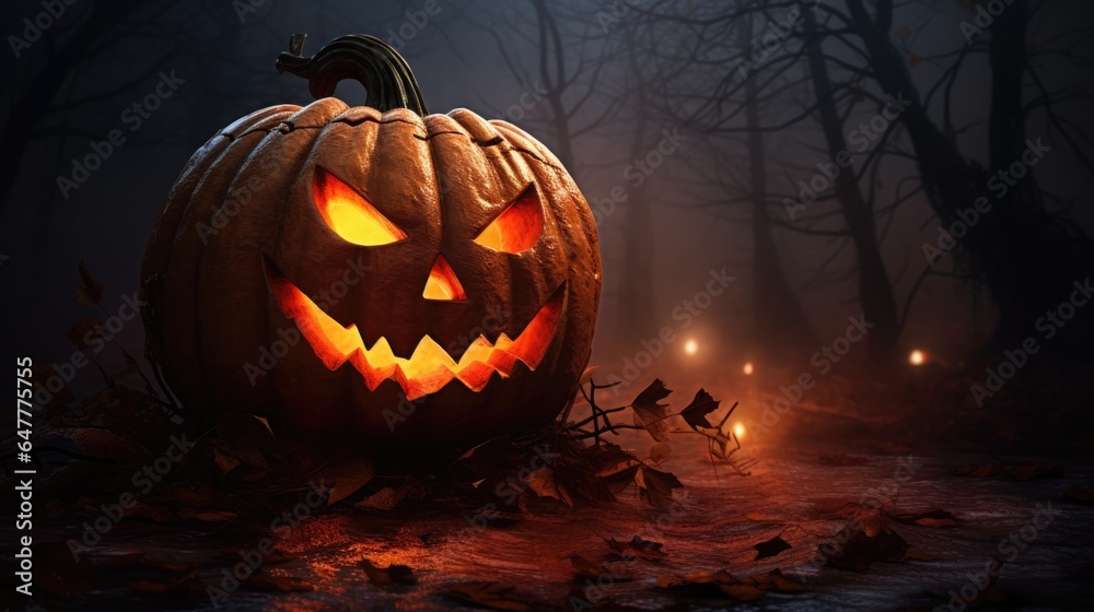 Halloween background with Pumpkins lantern in graveyard the spooky night. Halloween background with Pumpkins lantern in graveyard the spooky night.