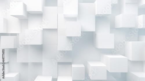 Random white cubes backdrop background. AI generated image