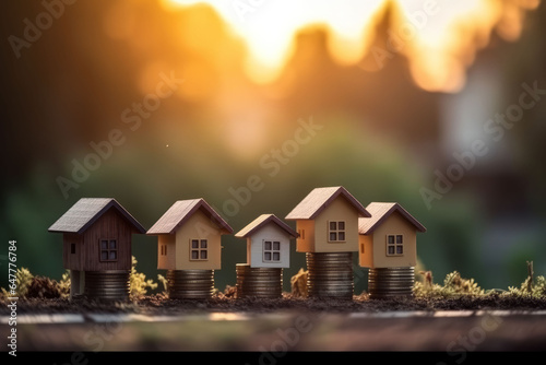Tiny House atop a Coin Stack - Background for Loans and Real Estate Financing