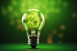Light Bulb With Green Background and Renewable Energy Environmental Protection. environmental friendly. eco