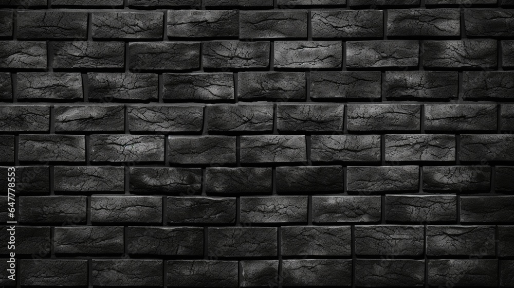 Texture of a black painted brick wall as a background or wallpaper