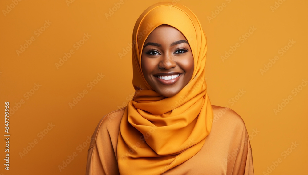 Women lady veil happy portrait yellow female arabian beautiful islam muslim young