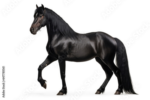 Black mustang on white background