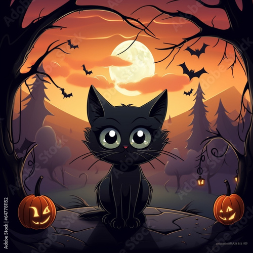 halloween background with pumpkin and bats