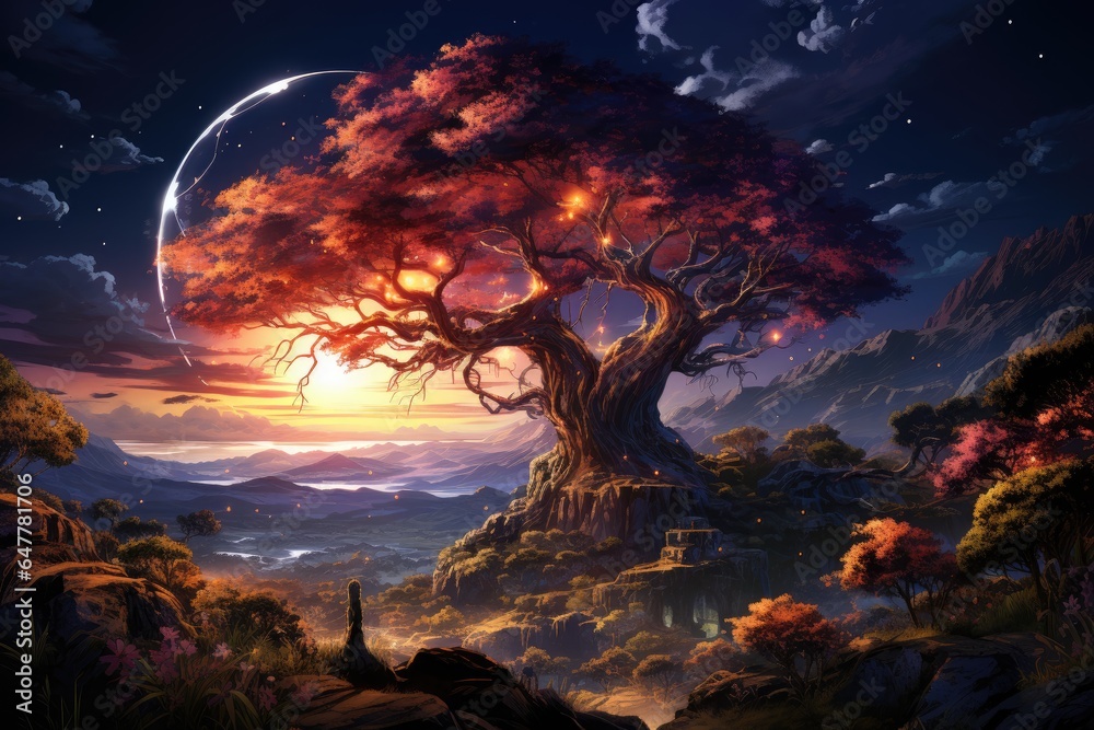 Fantasy Realm's World Tree with Astral Energy Fantasy Realm's World Tree with Astral Energy