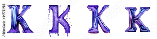 Indigo colored alphabet, logotype, letter K isolated on a transparent background